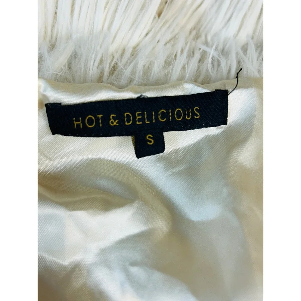 Hot‎ & Delicious Shag Faux Fur Fringe Jacket Cream Small